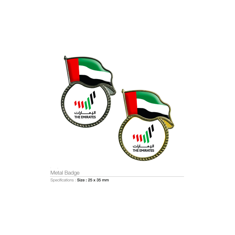 UAE Flag Metal Badges Gold & Silver