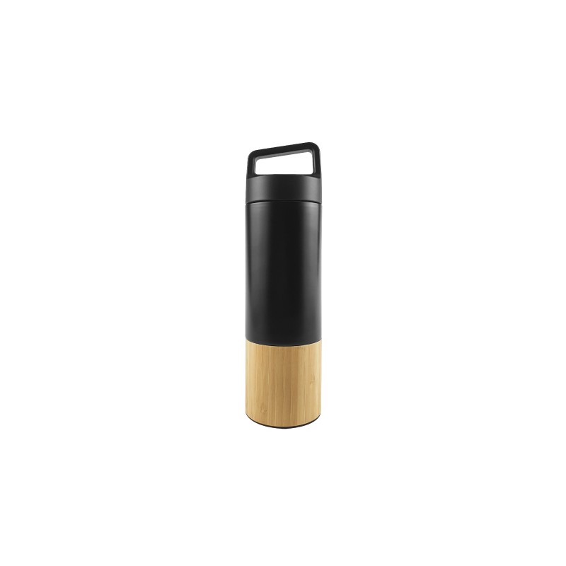 Black SS Travel Bottle with Bamboo