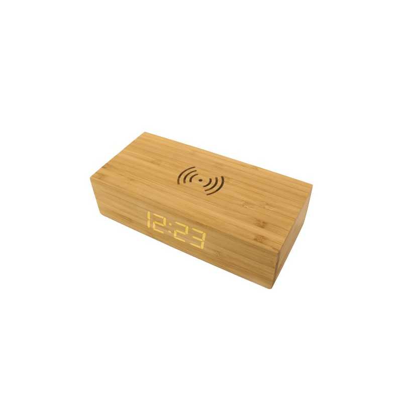 Bamboo Wireless Charger with Digital Clock