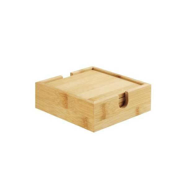 Set of Bamboo Tea Coasters with Case