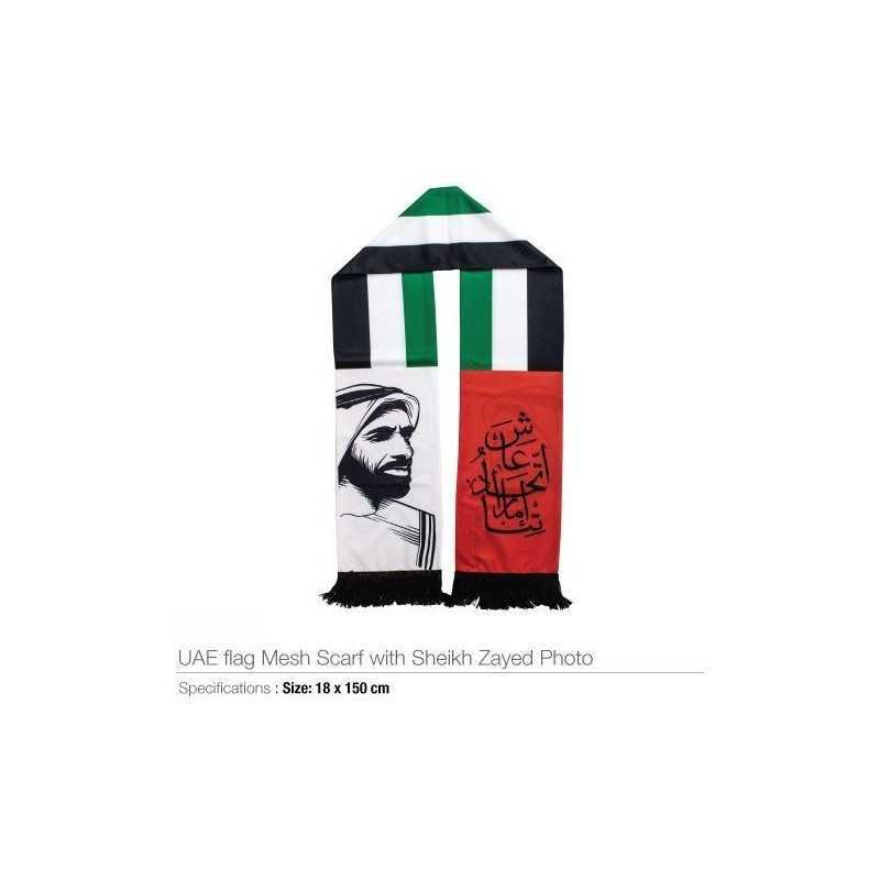 UAE Flag Scarf with Sheikh Zayed Photo