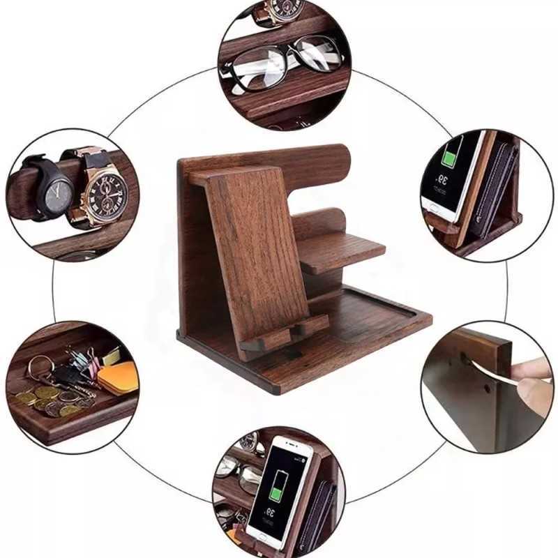Multi-Functional Wooden Charging Station and Organizer