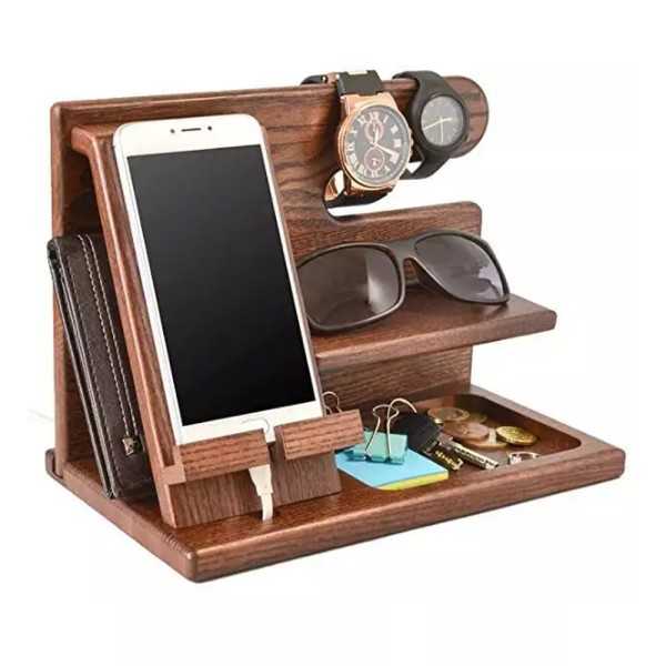 Multi-Functional Wooden Charging Station and Organizer