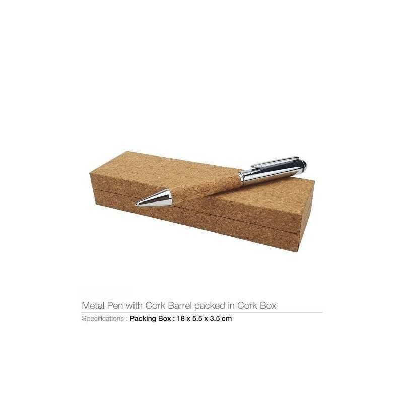 Metal Pen with Cork Barrel and Box