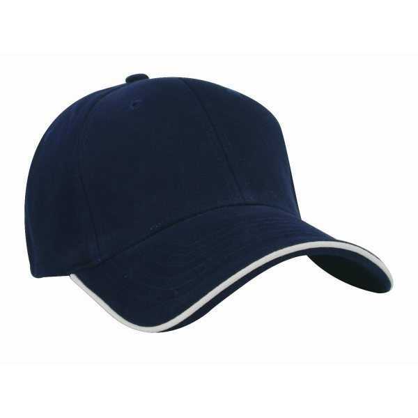 Santhome Nu-Fit® Performance Stretch-Fitted Cap - Navy Blue / White