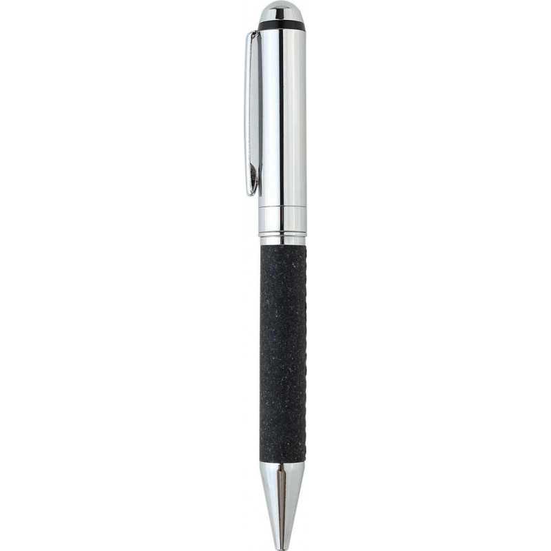 KORU - eco-neutral Metal Pen with Recycled Leather Barrel - Black