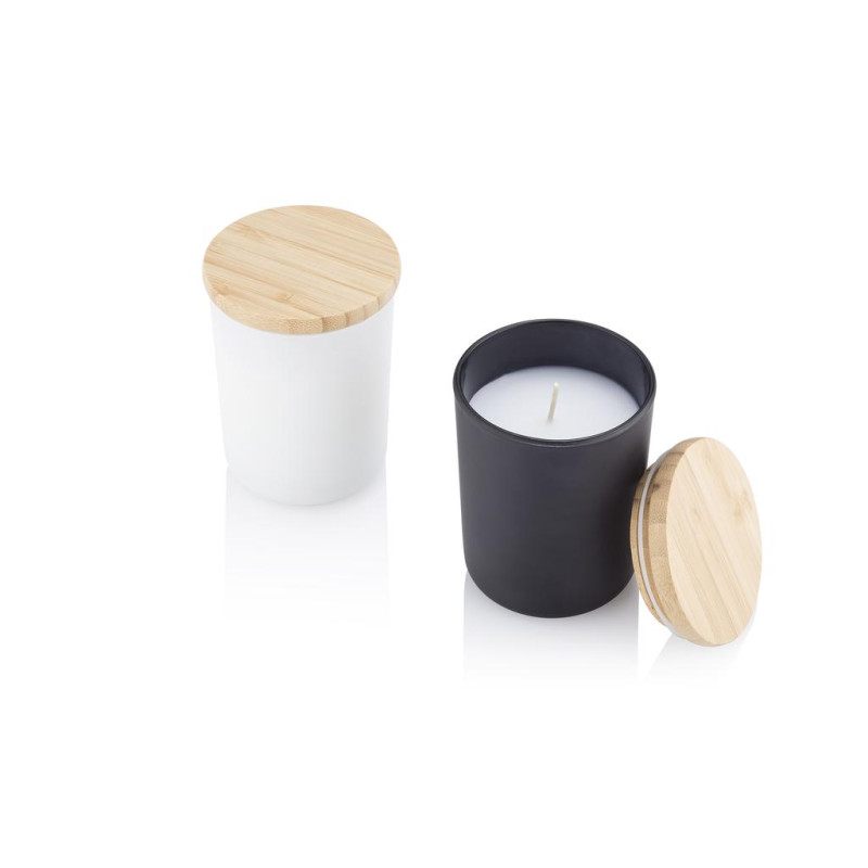 Ramadan - Arabic Oudh Scented Glass Candle with Bamboo Lid - White