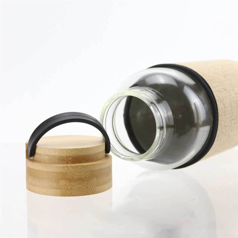 Glass Bottles with Bamboo Lid and Eco Sleeve