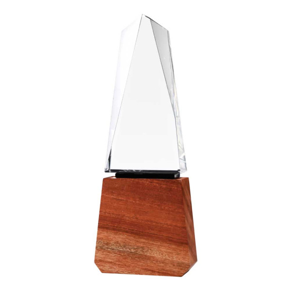 Tower Shaped Crystal Awards with Wooden Base