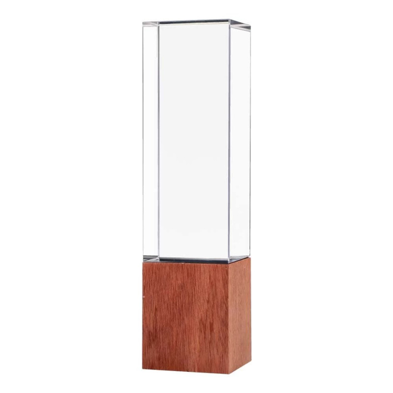 Cuboid Shaped Crystal Awards with Wooden Base