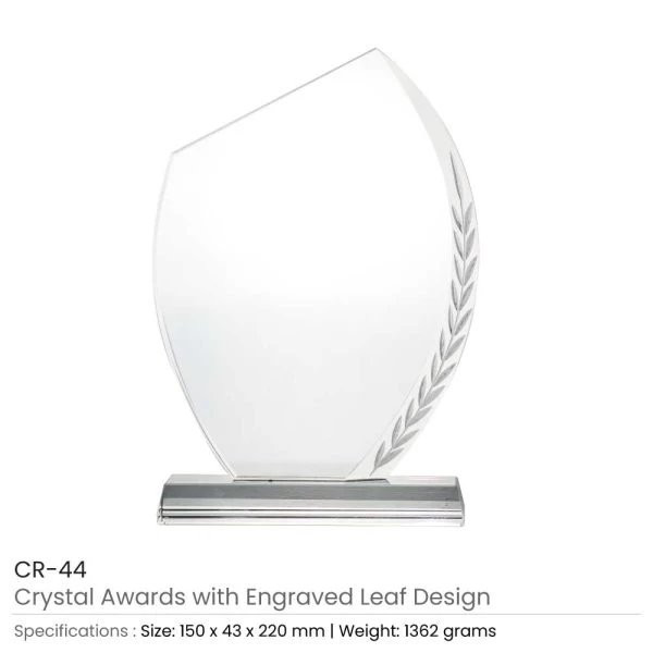Crystal Awards with Engraved Leaf Design