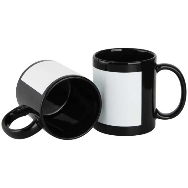 Black Ceramic Mugs with Printable Area
