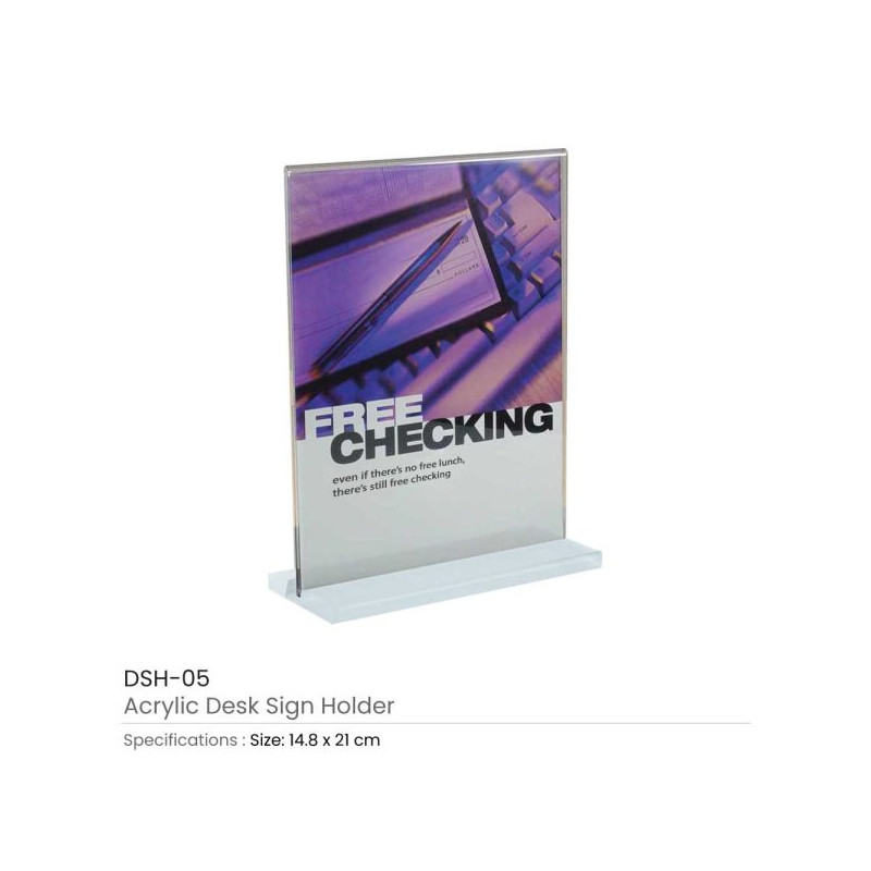 Acrylic Desk Sign Holders in Transparent