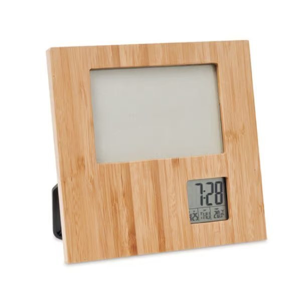 Bamboo Photo Frame with Digital Clock
