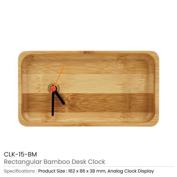 Rectangular Bamboo Desk Clock