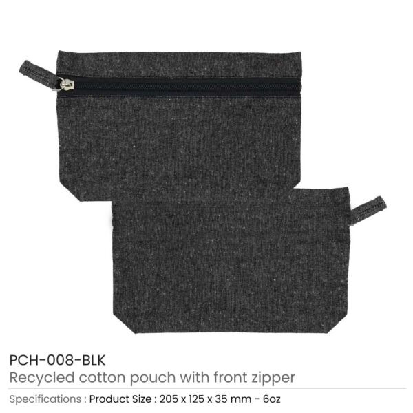Cotton Pouch with front Zipper