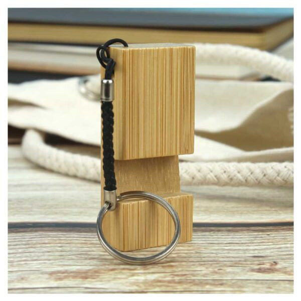 Bamboo Phone Stand Keychain