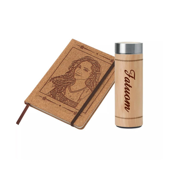 Engraved Notebook and Flask...