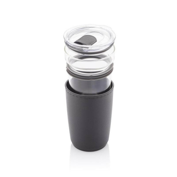 CERRA - Hans Larsen Premium Glass Tumbler with Recycled Protective Sleeve - Black