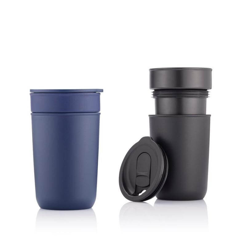 SAVONA - Hans Larsen Premium Ceramic Tumbler With Recycled Protective Sleeve - Blue