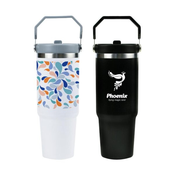 Tumbler with Handle & Straw SS Double Wall 900ml
