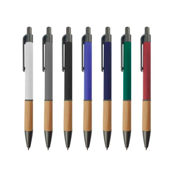 Push Button Ballpoint Pens with Bamboo Grip